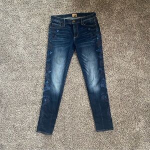 Driftwood embroidered denim.